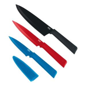 ست 3 تیکه چاقو حرفه ای مشکی، آبی ، قرمز